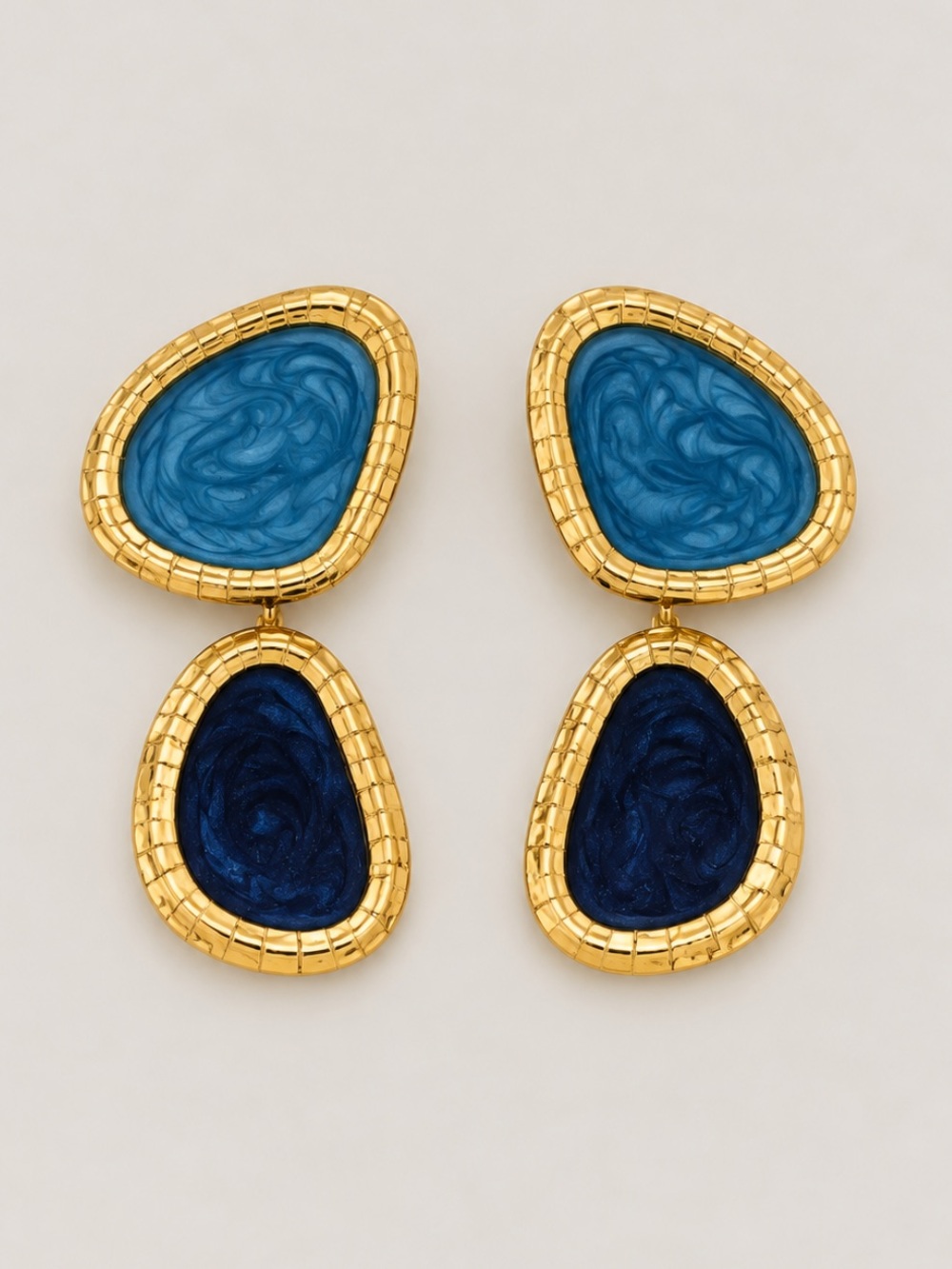 New! Blue Tear Drop Statement Earrings NWOT